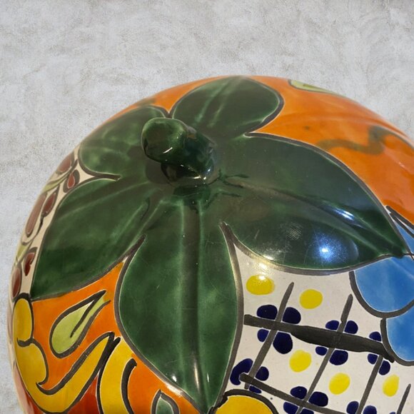 JACK O'LANTERN CANDLE HOLDER -- Talavera-Style, Ceramic, Halloween Pumpkin Décor - Picture 6 of 7